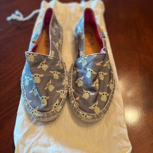 Gray Espadrilles with Baby Yoda Print